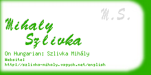 mihaly szlivka business card